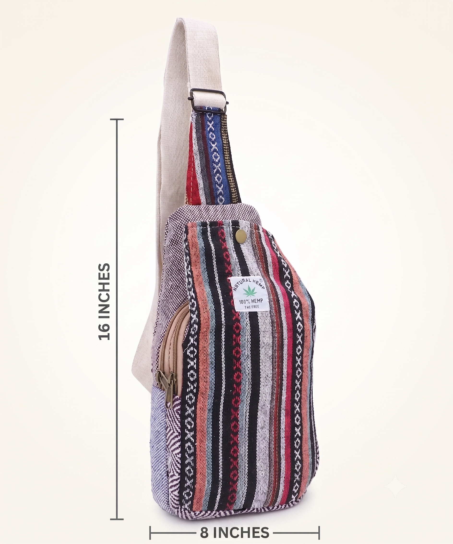 Compact Hemp shoulder Pouch Unisex Boho Crossbody Sling Bag