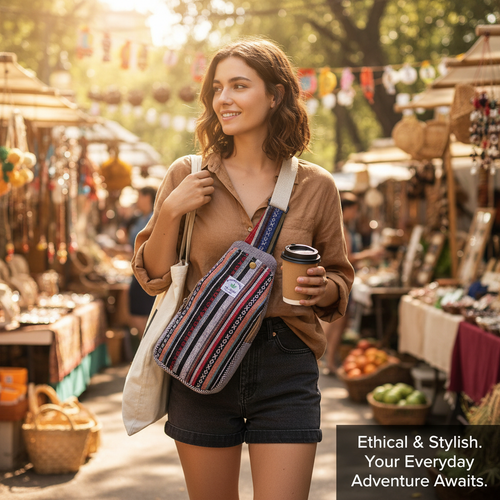 Compact Hemp shoulder Pouch Unisex Boho Crossbody Sling Bag