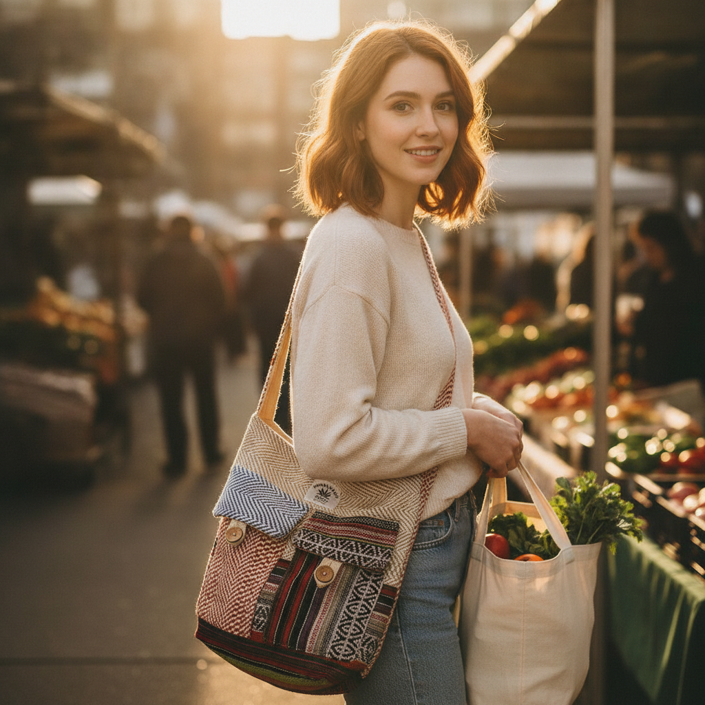Pure Hemp Sling Bag for Men & Women | Eco Friendly Handmade Crossbody Bag